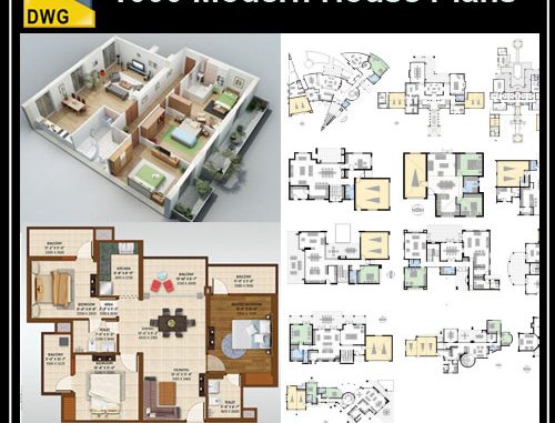 1000 Modern House Autocad Plan Collection Free Autocad Blocks Drawings Download Center